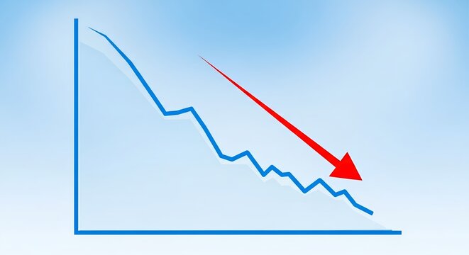 Declining trend in data representation shows significant decrease over time