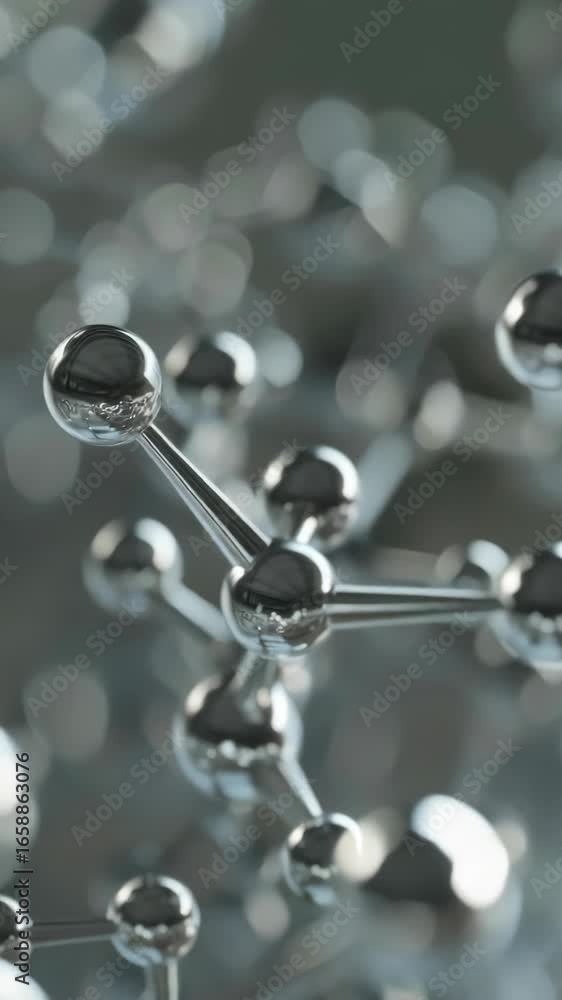 Poster close-up of silver molecular structure with nanoparticles on a biomimetic surface for advanced mater