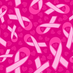 Breast cancer month seamless pink ribbon day mammogram pattern for medical accessories and medicine textiles
