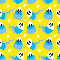Cartoon Halloween sugar monsters seamless candy corn pattern for wrapping paper and fabrics and linens and kids clothes
