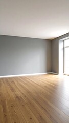 Obraz premium Empty room with hardwood floors and gray walls