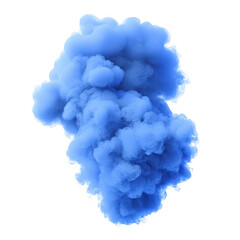 Fototapeta premium Vibrant blue smoke cloud exploding and swirling in a dynamic abstract formation isolated on transparent background
