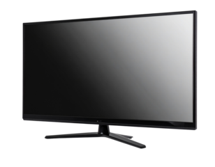 Large modern black TV isolated on transparent background PNG