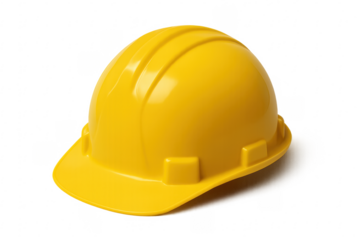 Yellow hard hat isolated on transparent background ensuring workplace safety