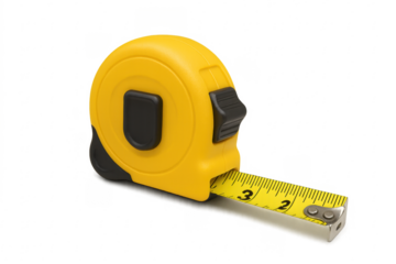 Pocket metric tape measure measuring two inches on transparent background