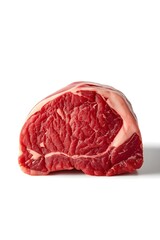 Obraz premium Raw Ribeye Steak Cut Isolated on White Background, Fresh Beef Meat