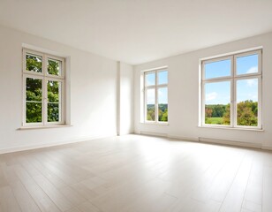 Obraz premium Empty room with large windows