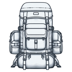 A detailed illustration of an adventurous hiking backpack ready for outdoor exploration and travel.