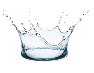 Realistic water splash with puddle and drops cutout object on white background