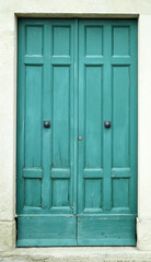 Old green wooden door beautiful aesthetic history look entrance. Vintage images