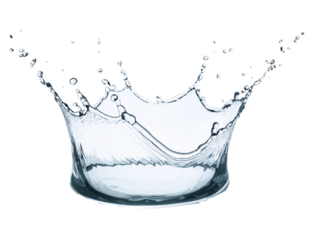 Realistic water splash with puddle and drops cutout object on white background