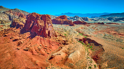 Aerial Red Sandstone Formations and Desert Landscape Gold Butte National Monument