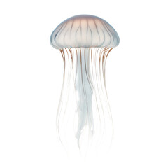 Translucent jellyfish with flowing tentacles isolated on a transparent background