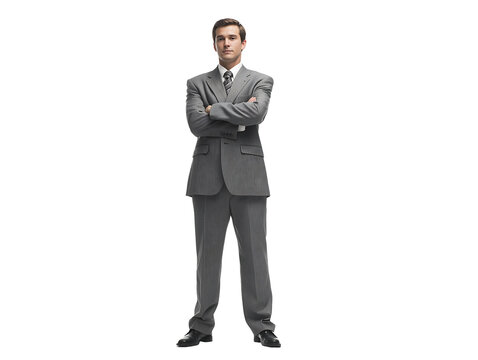 Confident Businessman in Grey Suit, Studio Shot, Professional Portrait