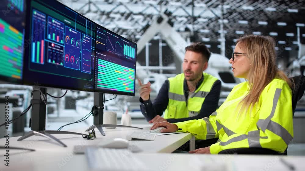 Poster production engineer monitoring scada system
