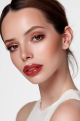Fototapeta premium Bright Makeup Close-Up Portrait for Editorial Beauty Advertising