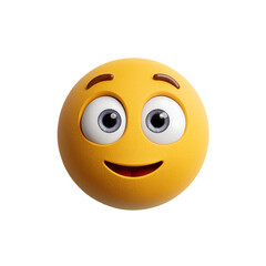 3D Rendered Smiley Face Emoji, Happy Expression, Yellow, Cute, Cartoon, Digital Art