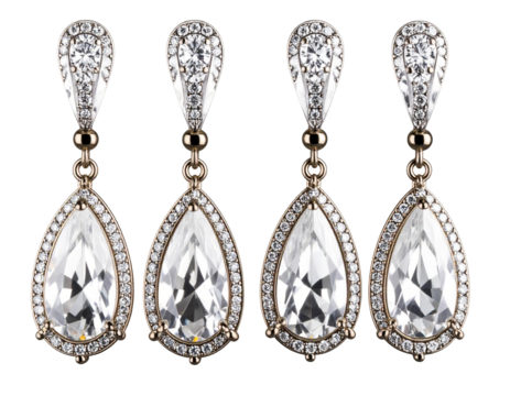 Romantic proposal earrings illustration, luxury jewelry, isolated PNG