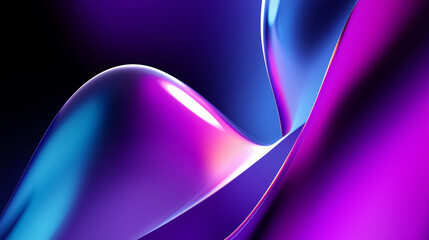 Vibrant abstract neon wallpaper showcases smooth flowing shapes in rich blues and purples. Dynamic design with a modern aesthetic suitable for digital art, tech companies, creative studios