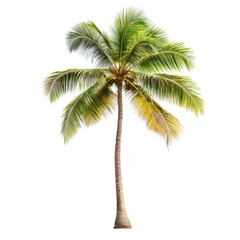 Isolated Tropical Coconut Palm Tree on Black Background