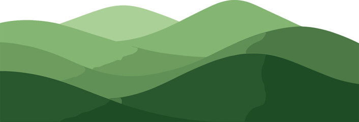 Obraz premium A collection of rolling hills is depicted with smooth, curved shapes in varying greens. These hills are layered to create a sense of depth and