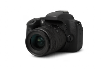 Modern digital slr camera on transparent background, capturing moments