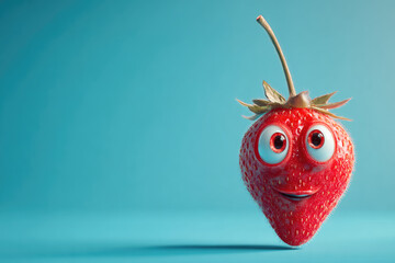 Funny strawberry caricature. Ai generative art