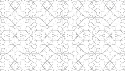 Geometric repeating pattern of delicate lines on white background