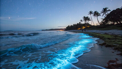 Fototapeta premium Bioluminescent Waves at Night Channel Islands National Park California