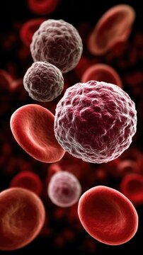 Hematologic disease study: blood cancer, red cell, malignant transformation, cancerous growth, erythrocyte damage, marrow failure, systemic issue, immune attack, biological threat, cellular decline, 