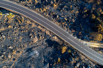 A Diagonal Line of a Road in a Destroyed Environment. Concept A powerful geometric composition.