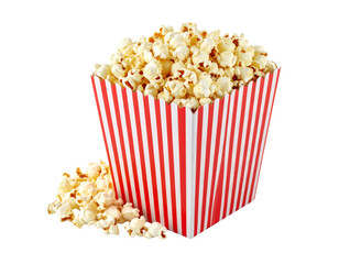 3D Render of Popcorn in a Cinema Box Transparent Background