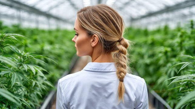 Woman with Braid in Greenhouse