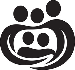 Community Support and Family Care Icon Group of People Holding Hands in Circle Symbol