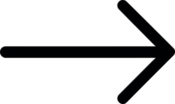 A minimalist arrow points to the right, suggesting direction or movement. The clean, bold line design ensures the arrow is easily recognized and