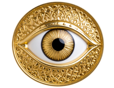 Angled Perspective of Golden Eye Isolated on Transparent Background - Powered by Adobe