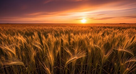 Golden Wheat Field Under Dramatic Sunset Sky