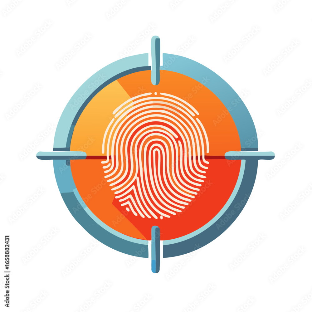 Poster fingerprint target concept illustrates identification security and precise biometric scanning for us