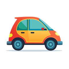 Cute Cartoon Car Illustration in Red and Yellow Colors Perfect for Kids