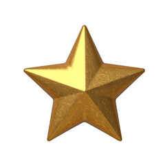 Obraz premium A gleaming gold star ornament with a smooth reflective surface perfectly centt on a clean white background, isolated