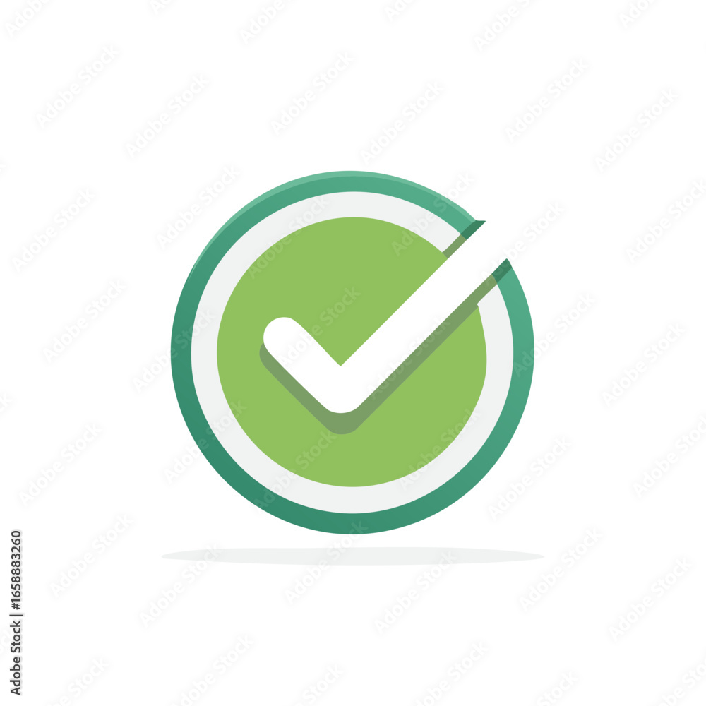 Poster green checkmark in a circle symbol of approval validation or verification vector