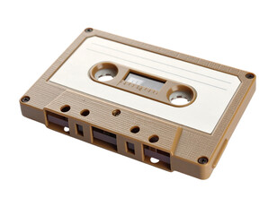 Obraz premium Classic Audio Cassette Tape Front View Isolated on White Background