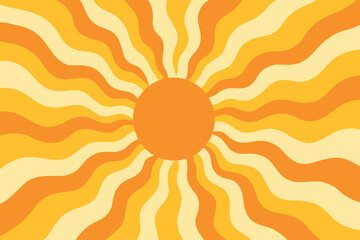A stylized depiction of wavy sun rays spreading from a central circle. The sun rays are uneven, adding a dynamic quality to the composition, and the