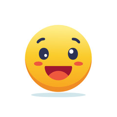 Fototapeta premium Yellow Smiling Emoji Face with Cheeks Blush, Emotion Concept Expression Illustration