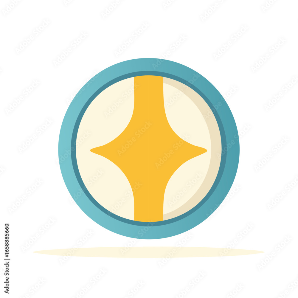 Poster abstract circular design with centered yellow star shape element graphic