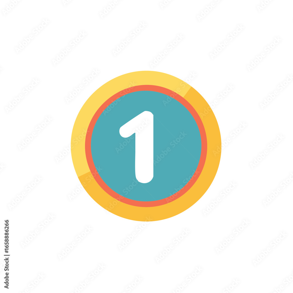 Poster bright colorful badge with number one inside circle for educational design