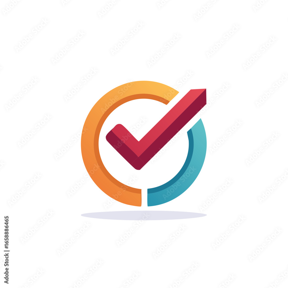 Poster abstract check mark icon with graphic circle design symbolizing approval and agreement