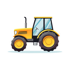 Obraz premium Illustrative Yellow Tractor Isolated Agriculture Farm Machine Equipment Vehicle Drawing Construction Vehicle Heavy Machinery