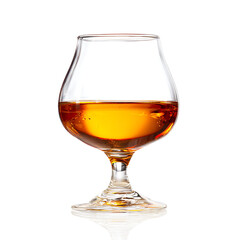 A glass of fine brandy, capturing its rich color and elegant form.