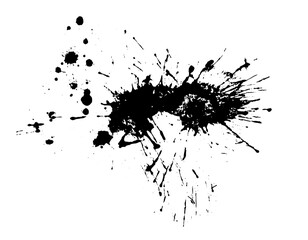 Splatter Paint Texture . Black Spray Blot of Ink. Place illustration Over any Object to Create Grungy Effect . hand drawn. Not AI, Vector